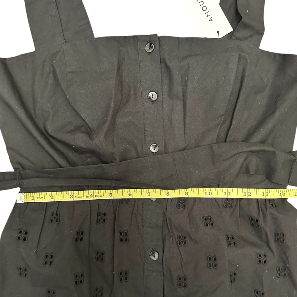 AMOUR VERT Irene Organic Cotton Eyelet Midi Dress Black Women Size XS NWT - Picture 12 of 16